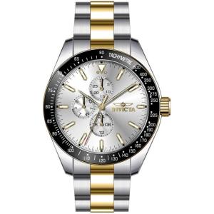 Invicta Aviator Men 45mm Stainless Steel Gold + Steel Silver dial VH67 Quartz