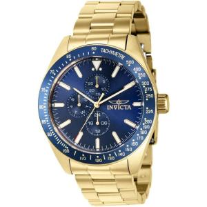 Invicta Aviator Men 45mm Stainless Steel Gold Blue dial VH67 Quartz
