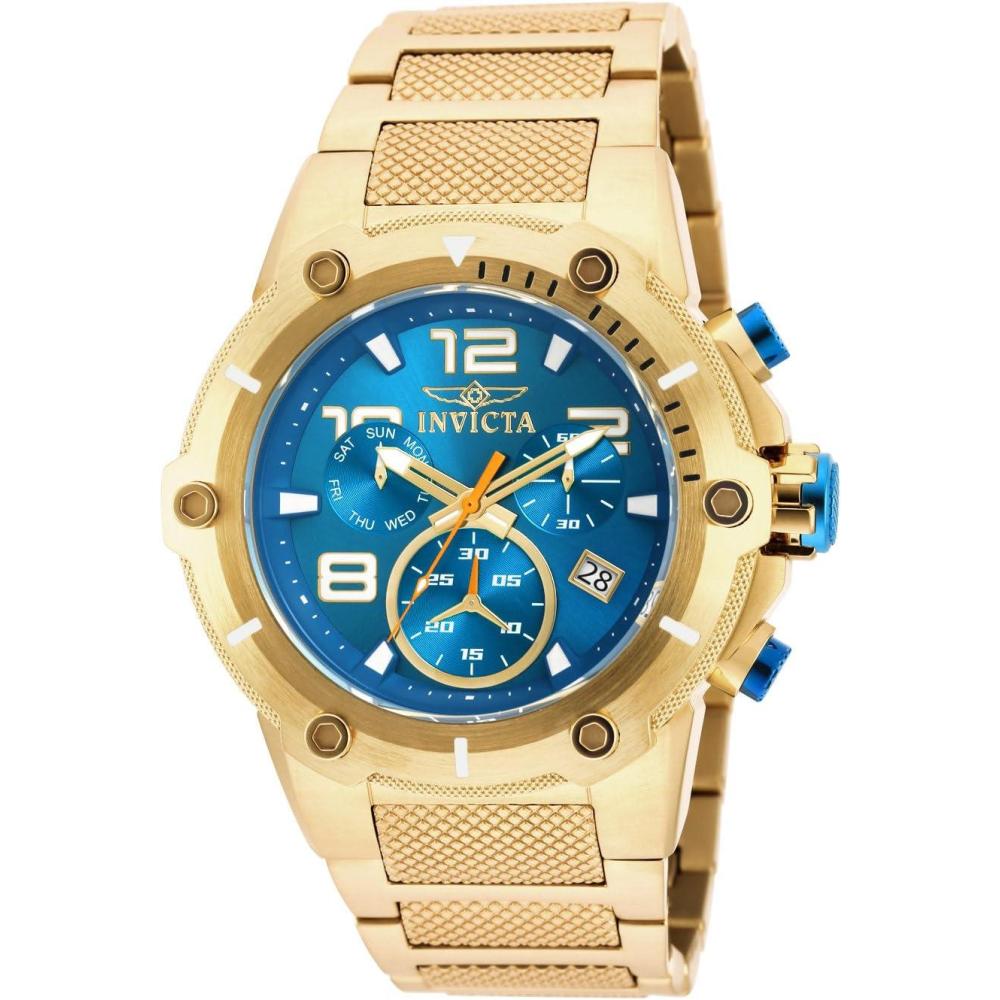 image:imageInvicta Speedway Chronograph Blue Dial Gold IonPlated Mens Watch 19532