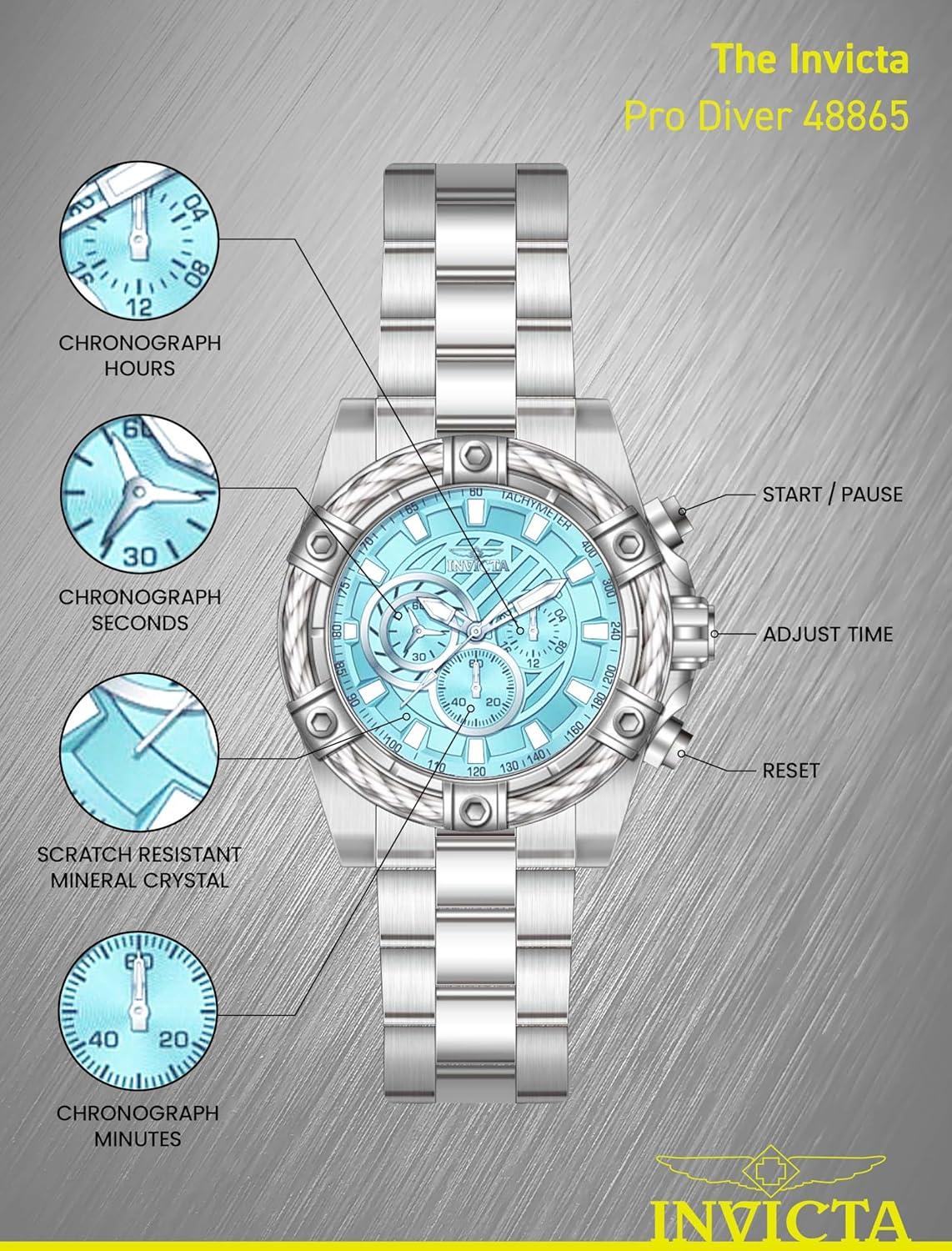 image:imageInvicta Bolt Men 52mm Stainless Steel Steel Light Blue dial VD54 Quartz