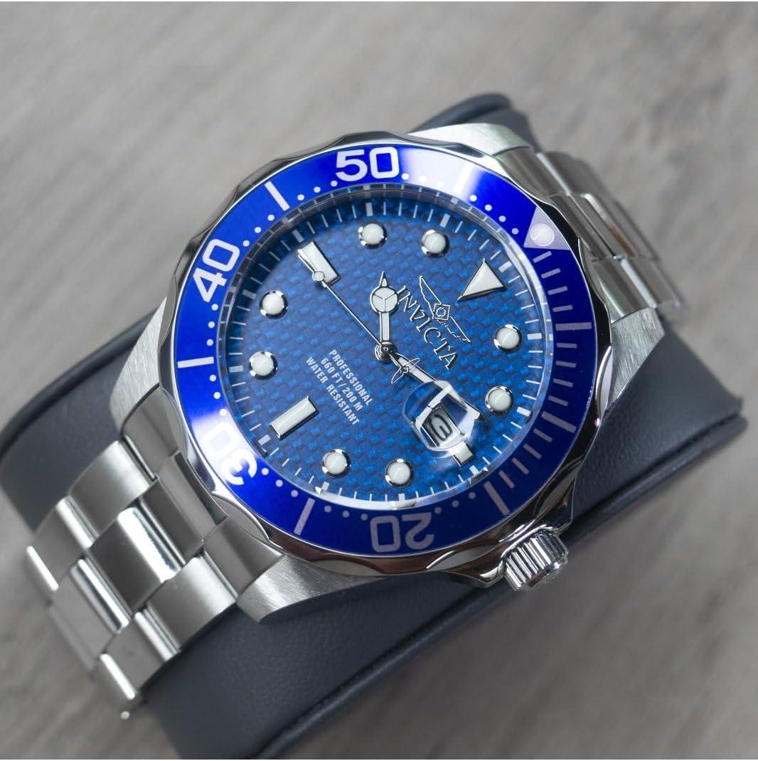 image:imageInvicta Mens 12563 Pro Diver Blue Carbon Fiber Dial Stainless Steel Watch