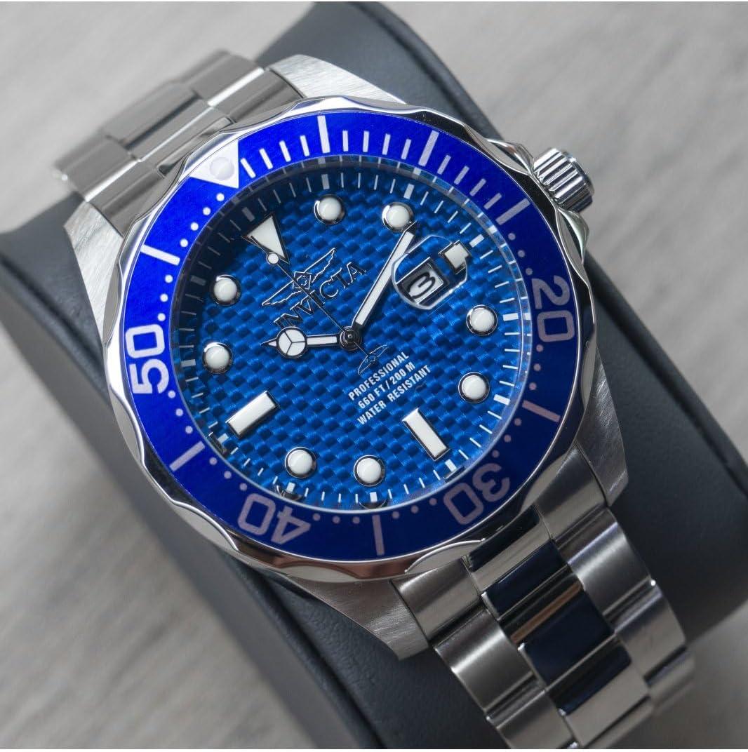 image:imageInvicta Mens 12563 Pro Diver Blue Carbon Fiber Dial Stainless Steel Watch