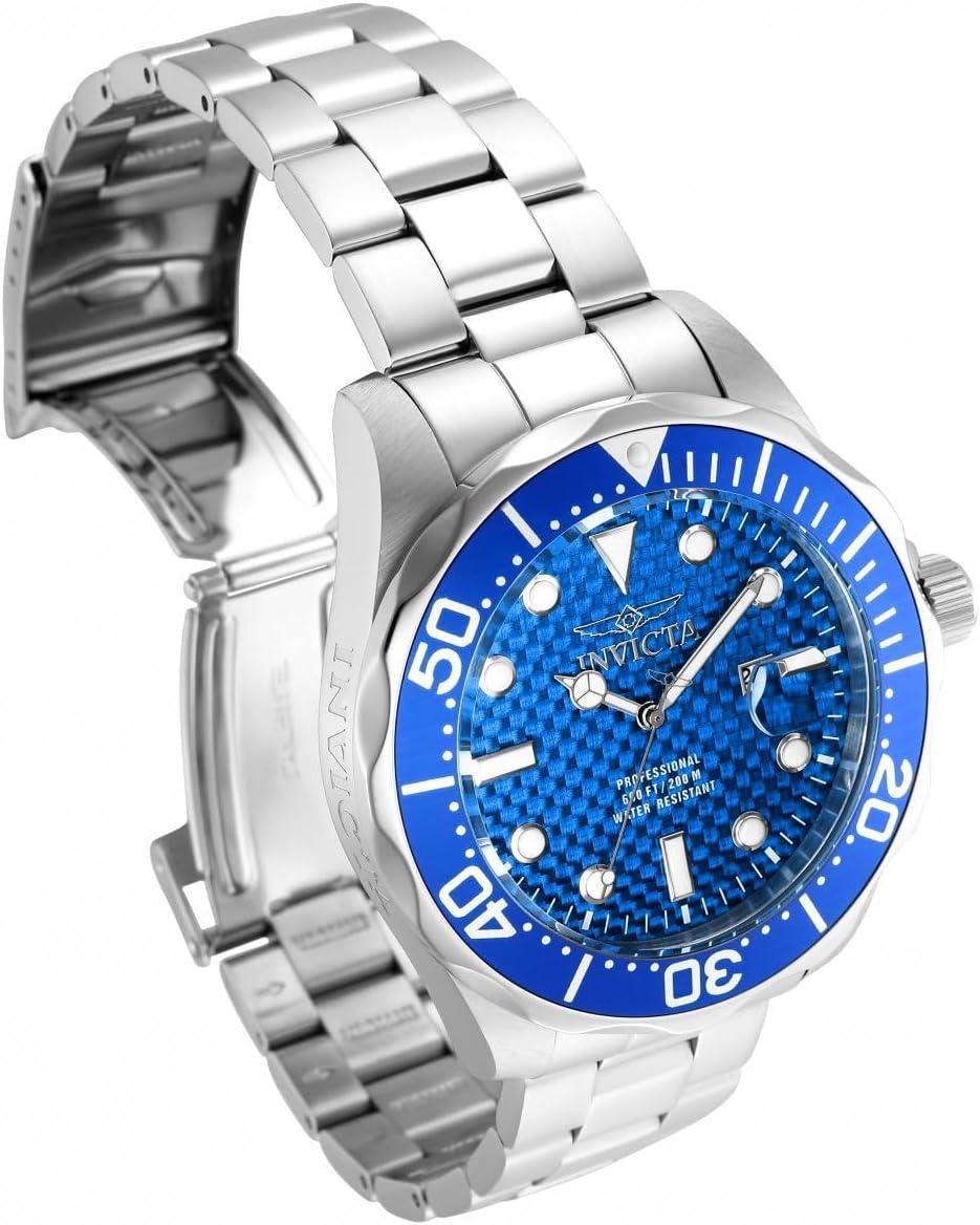image:imageInvicta Mens 12563 Pro Diver Blue Carbon Fiber Dial Stainless Steel Watch