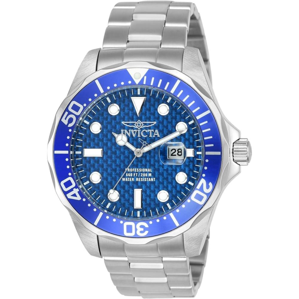 image:imageInvicta Mens 12563 Pro Diver Blue Carbon Fiber Dial Stainless Steel Watch