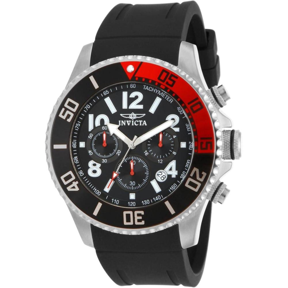 image:imageInvicta Mens Pro Diver 48mm Stainless Steel and Polyurethane Chronograph Quartz Watch Black Model 15145 13730 13729Stainless Steel