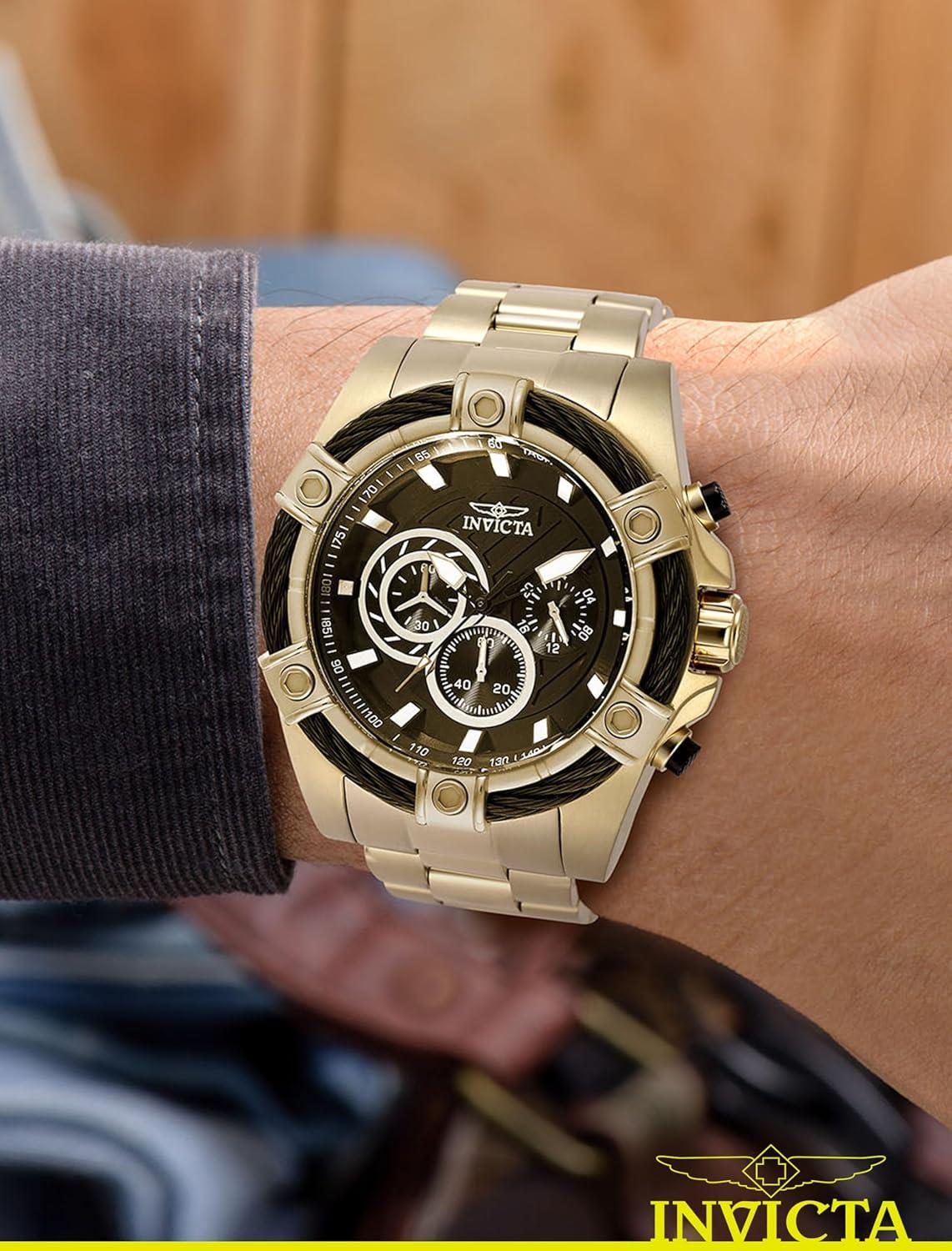 image:imageInvicta Bolt Men 52mm Stainless Steel Gold Black dial VD54 Quartz