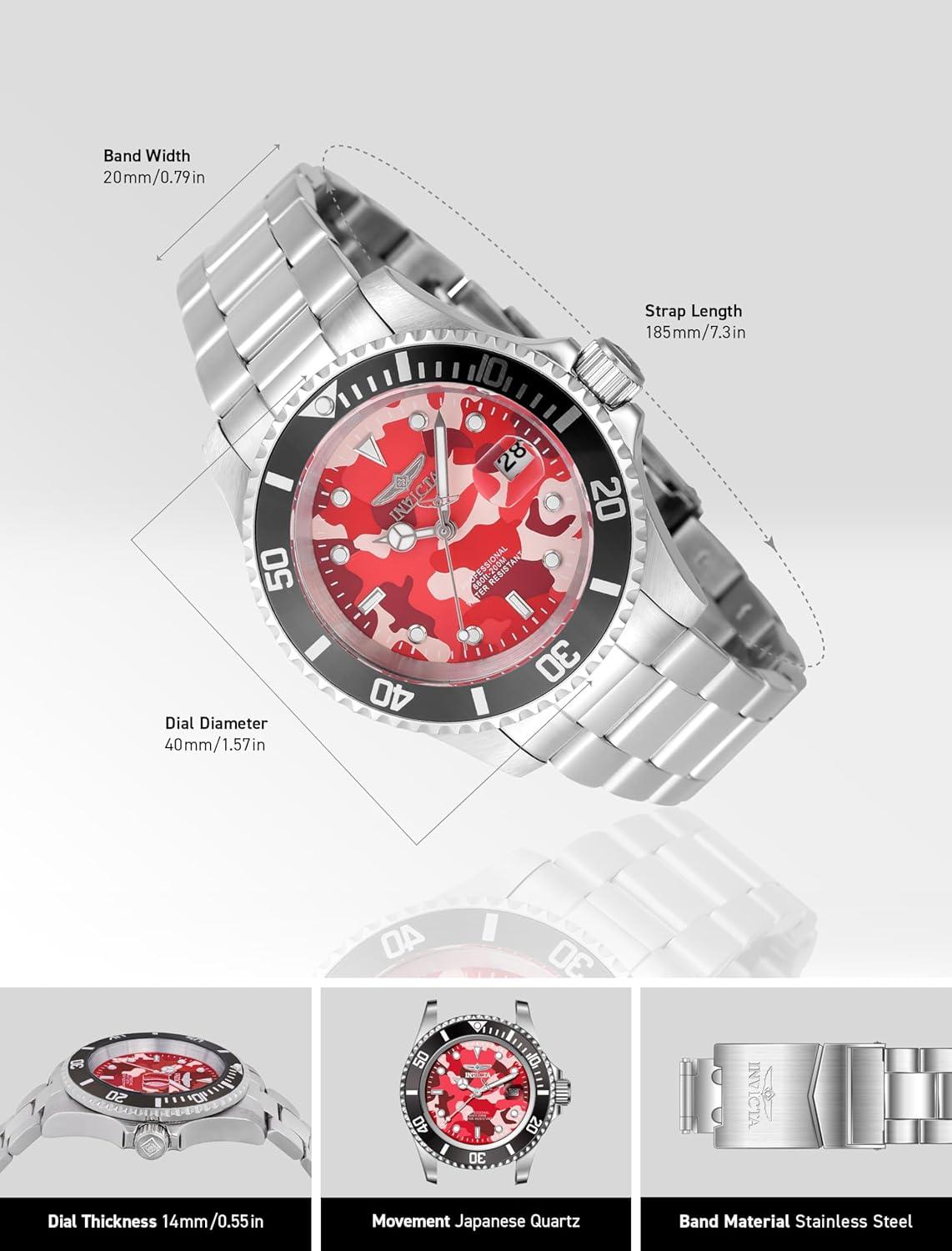 image:imageInvicta Pro Diver Men 40mm Stainless Steel Steel GreyCamouflage dial PC32 Quartz