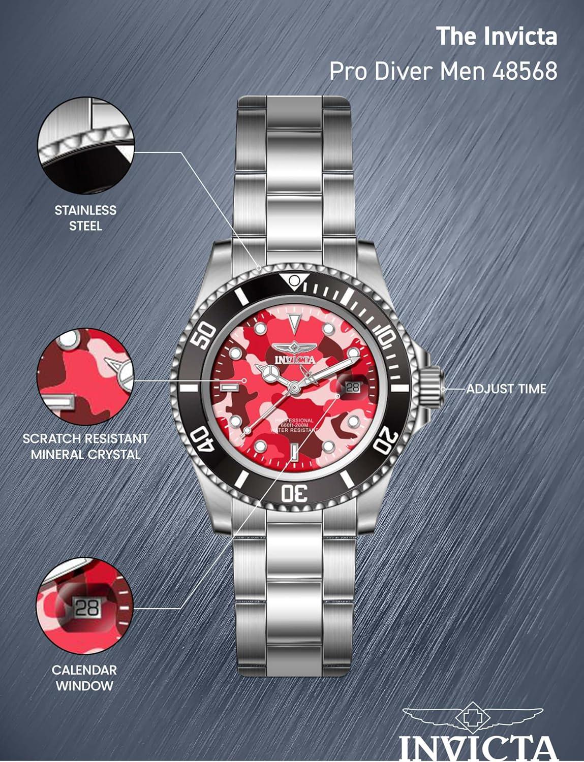 image:imageInvicta Pro Diver Men 40mm Stainless Steel Steel GreyCamouflage dial PC32 Quartz