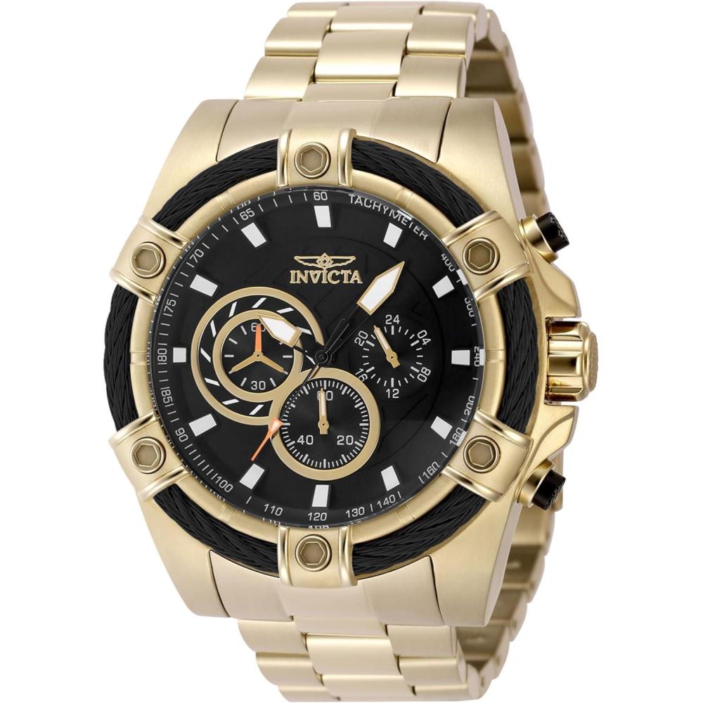 image:imageInvicta Bolt Men 52mm Stainless Steel Gold Black dial VD54 Quartz