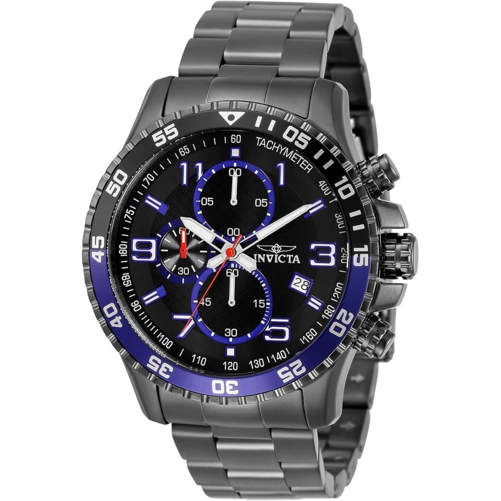 image:imageInvicta Specialty Men 45mm Stainless Steel Gunmetal BlackBlue dial VD57 Quartz