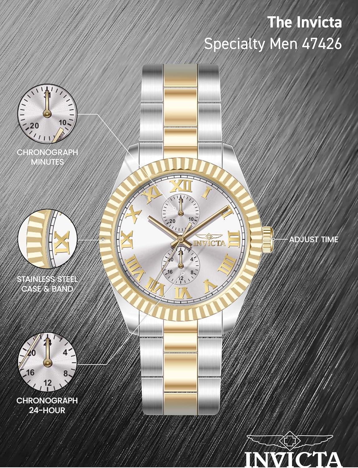 image:imageInvicta Specialty Men 43mm Stainless Steel Steel Silver dial VH61 Quartz
