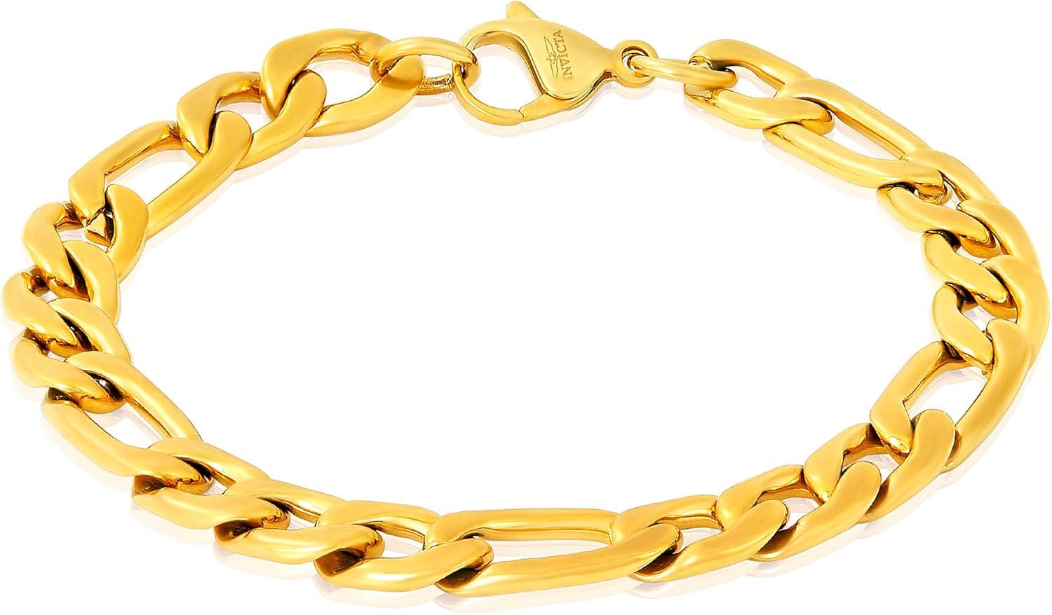 image:imageInvicta Figaro Bracelet for Men Stainless Steel Chain Jewelry 93mm 875Gold