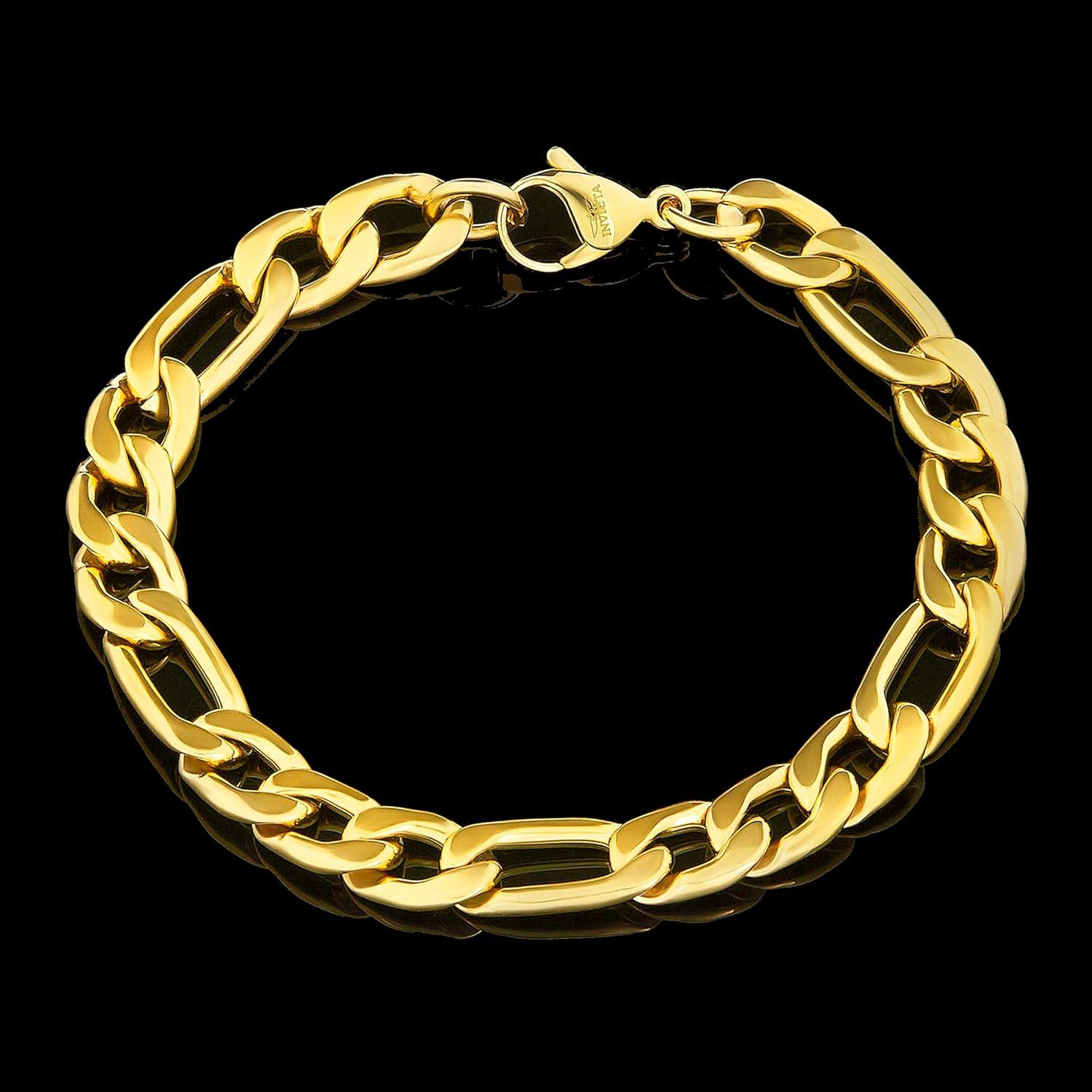 image:imageInvicta Figaro Bracelet for Men Stainless Steel Chain Jewelry 93mm 875Gold