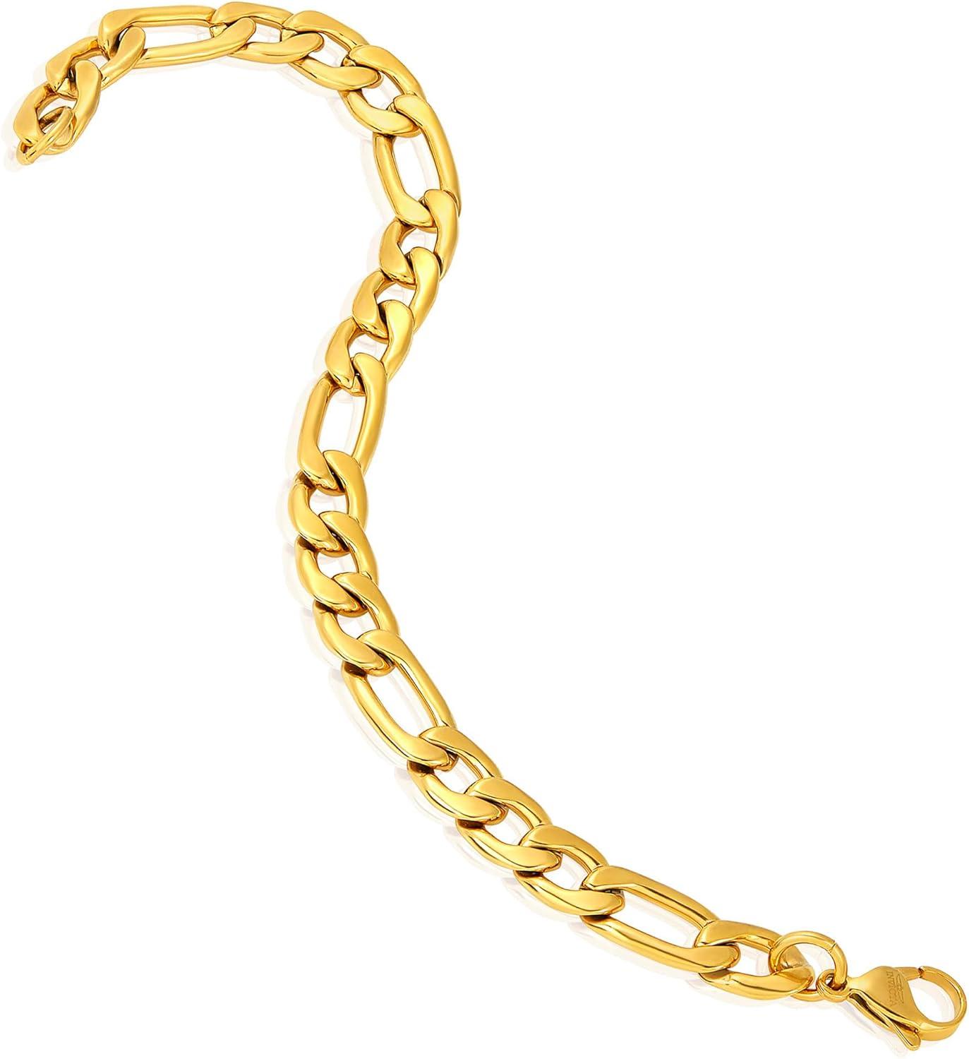 image:imageInvicta Figaro Bracelet for Men Stainless Steel Chain Jewelry 93mm 875Gold