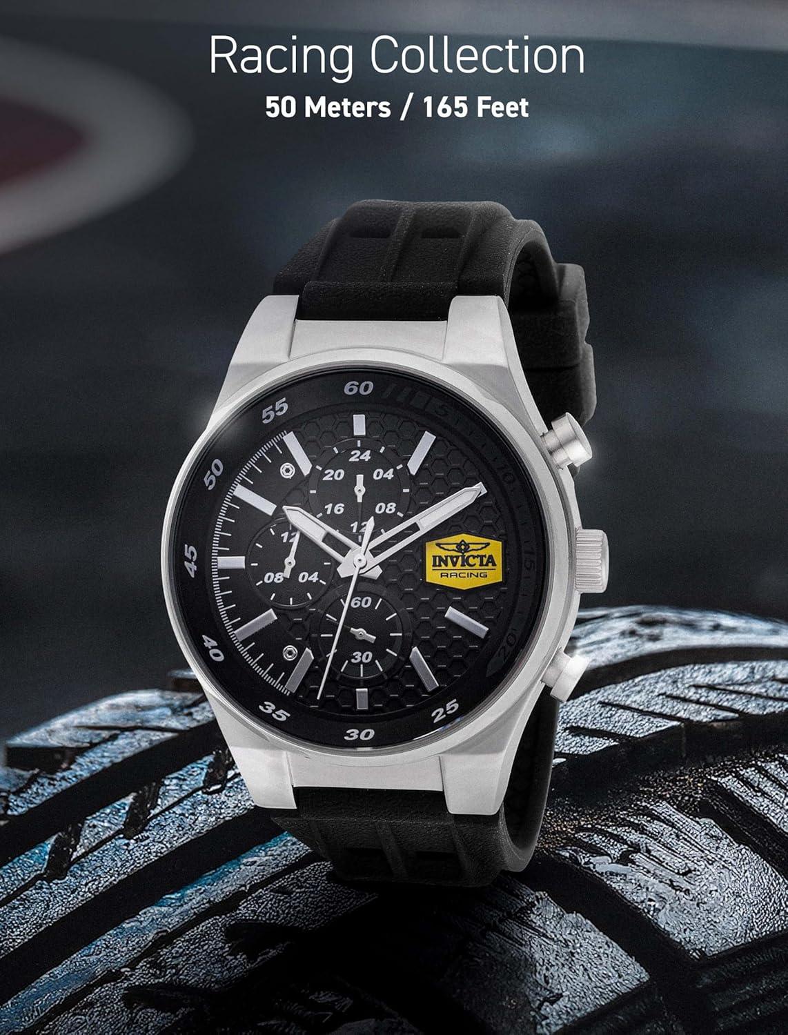 image:imageInvicta Racing Men 44mm Stainless Steel Steel Black dial VD38 Quartz