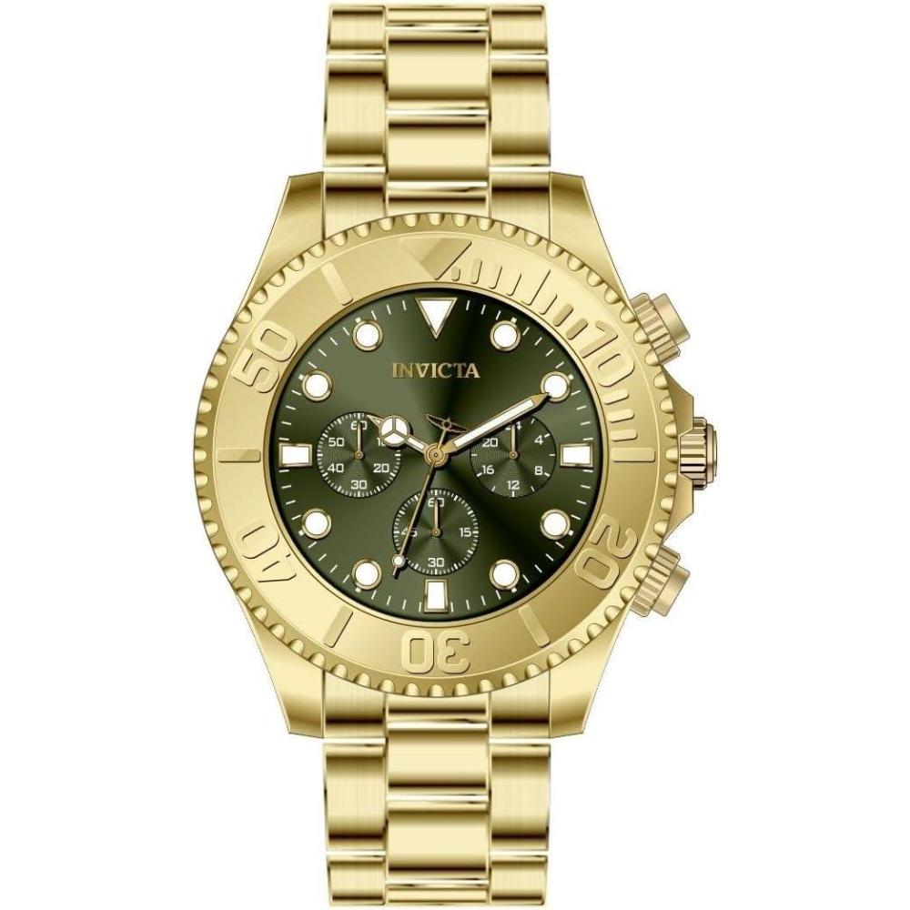 image:imageInvicta Pro Diver Men 47mm Stainless Steel Gold Military Green dial VD54 Quartz
