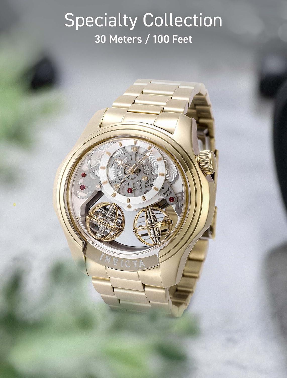 image:imageInvicta Specialty Men 46mm Stainless Steel Gold Gold dial PC21AF Quartz