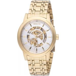 Invicta Objet D Art Men 42.5mm Stainless Steel Gold + Steel Silver dial LG0801B Automatic