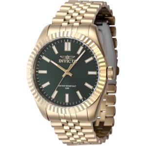 Invicta Specialty Men 43mm Stainless Steel Gold Green dial PC21 Quartz