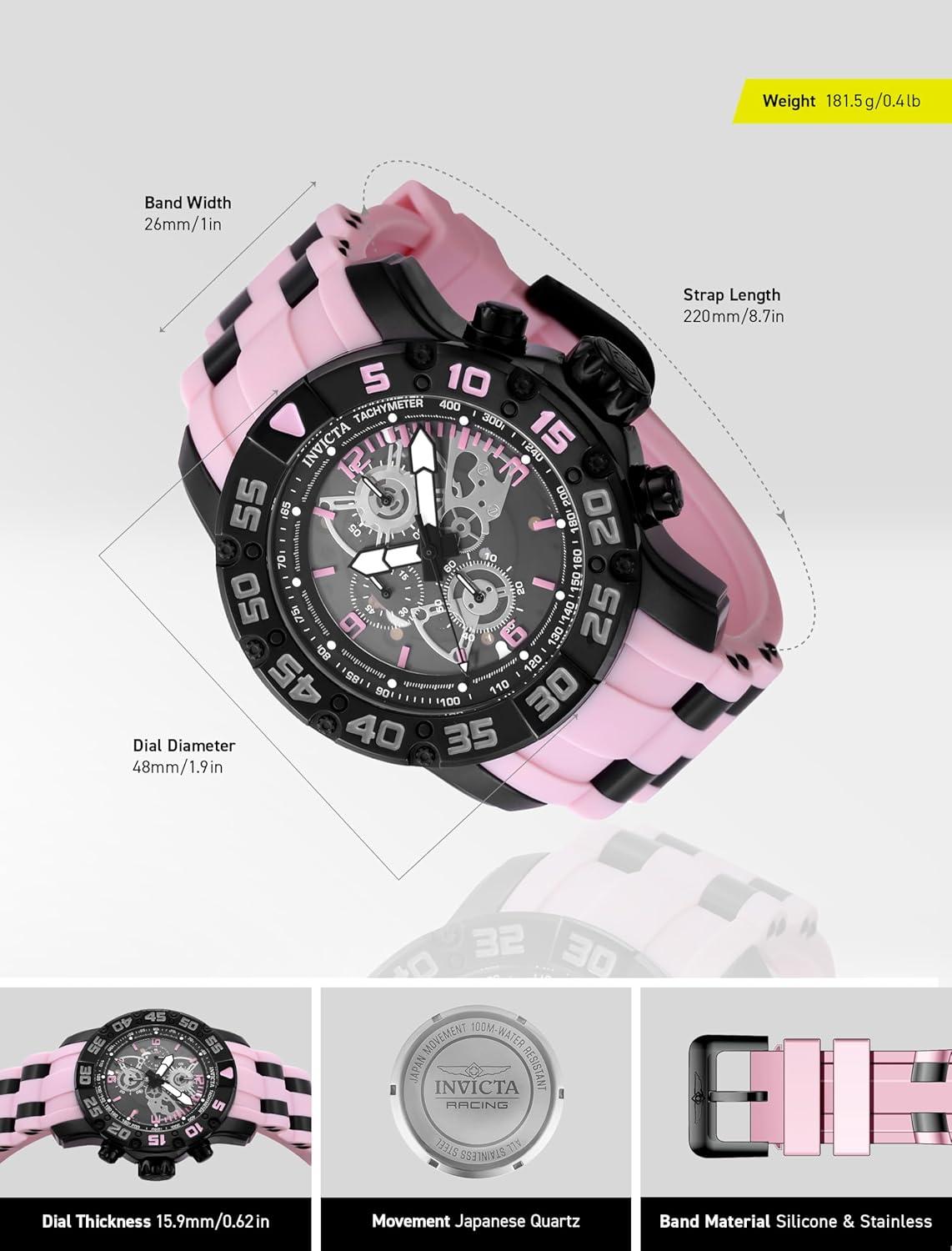 image:imageInvicta Racing Men 48mm Stainless Steel Black Black dial VD55 Quartz
