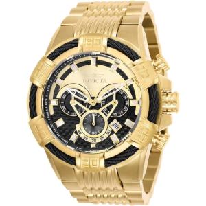 Invicta Men’s Bolt Quartz Stainless-Steel Strap, Gold, 30 Casual Watch, Black, Blue (Model: 25542, 25543)(Yellow Gold-plated)