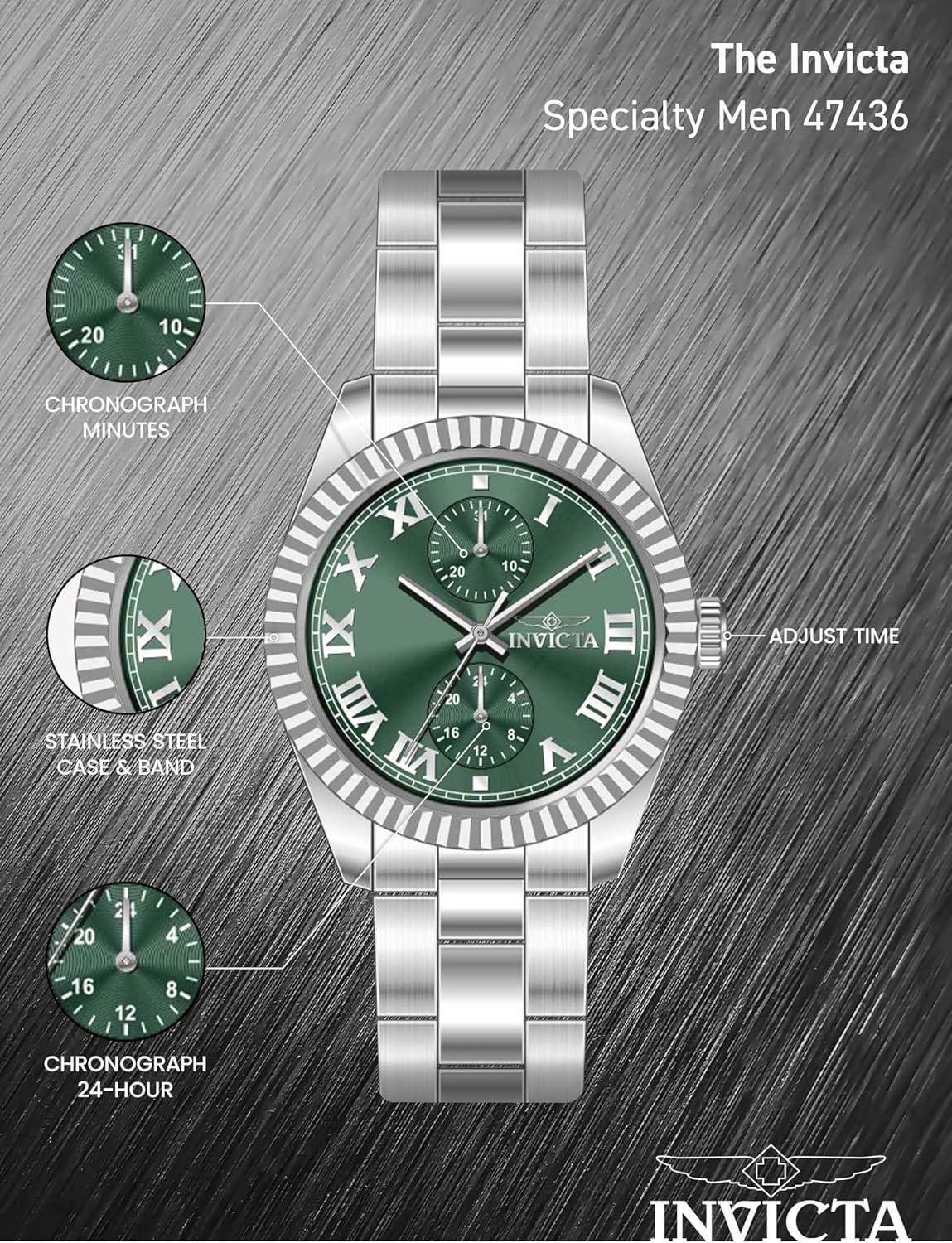 image:imageInvicta Specialty 47436 Womens Watch Waterproof Analogue Quartz Movement Stainless Steel with Green dial 36mm