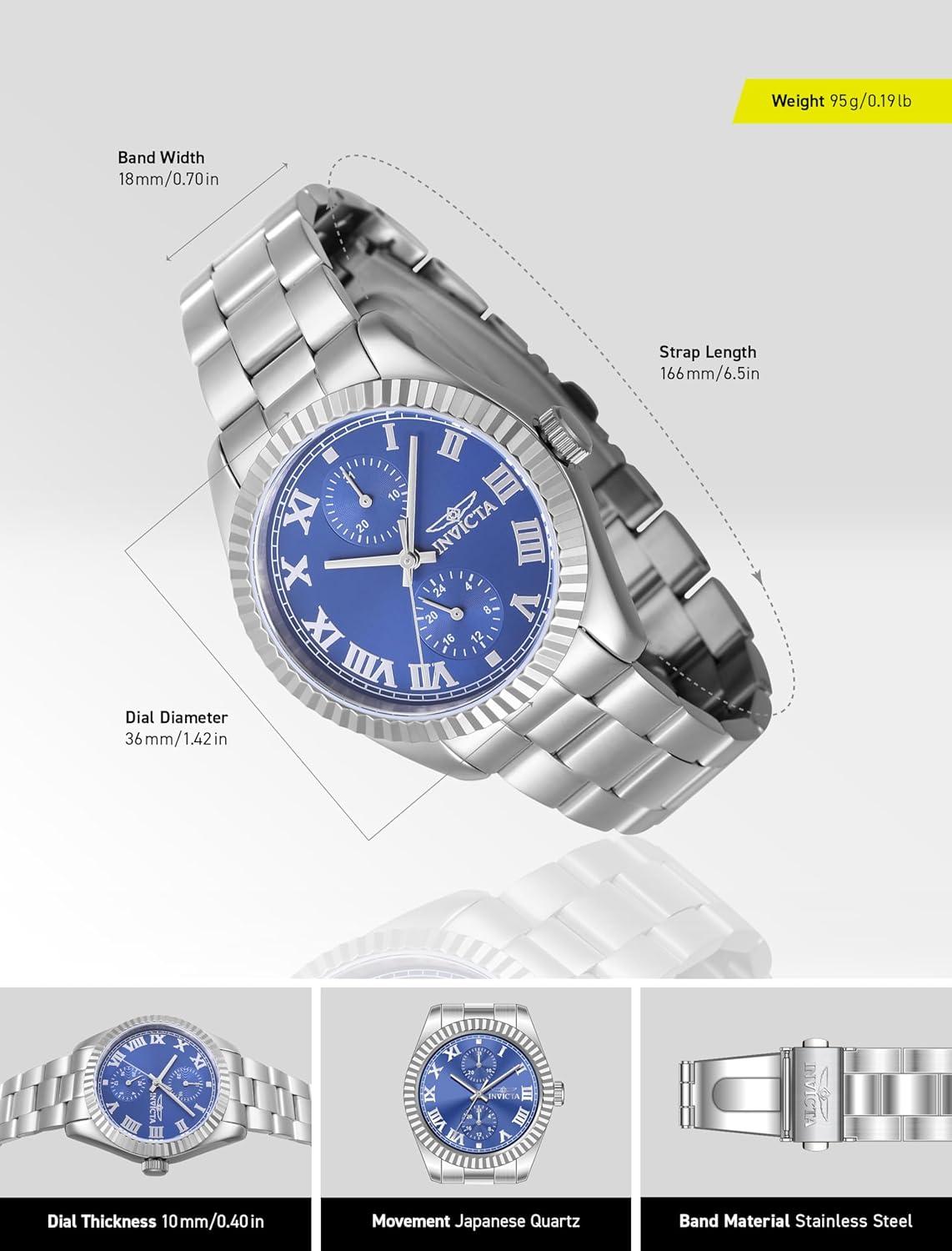 image:imageInvicta Specialty 47437 Womens Watch Waterproof Analogue Quartz Movement Stainless Steel with Blue dial 36mm