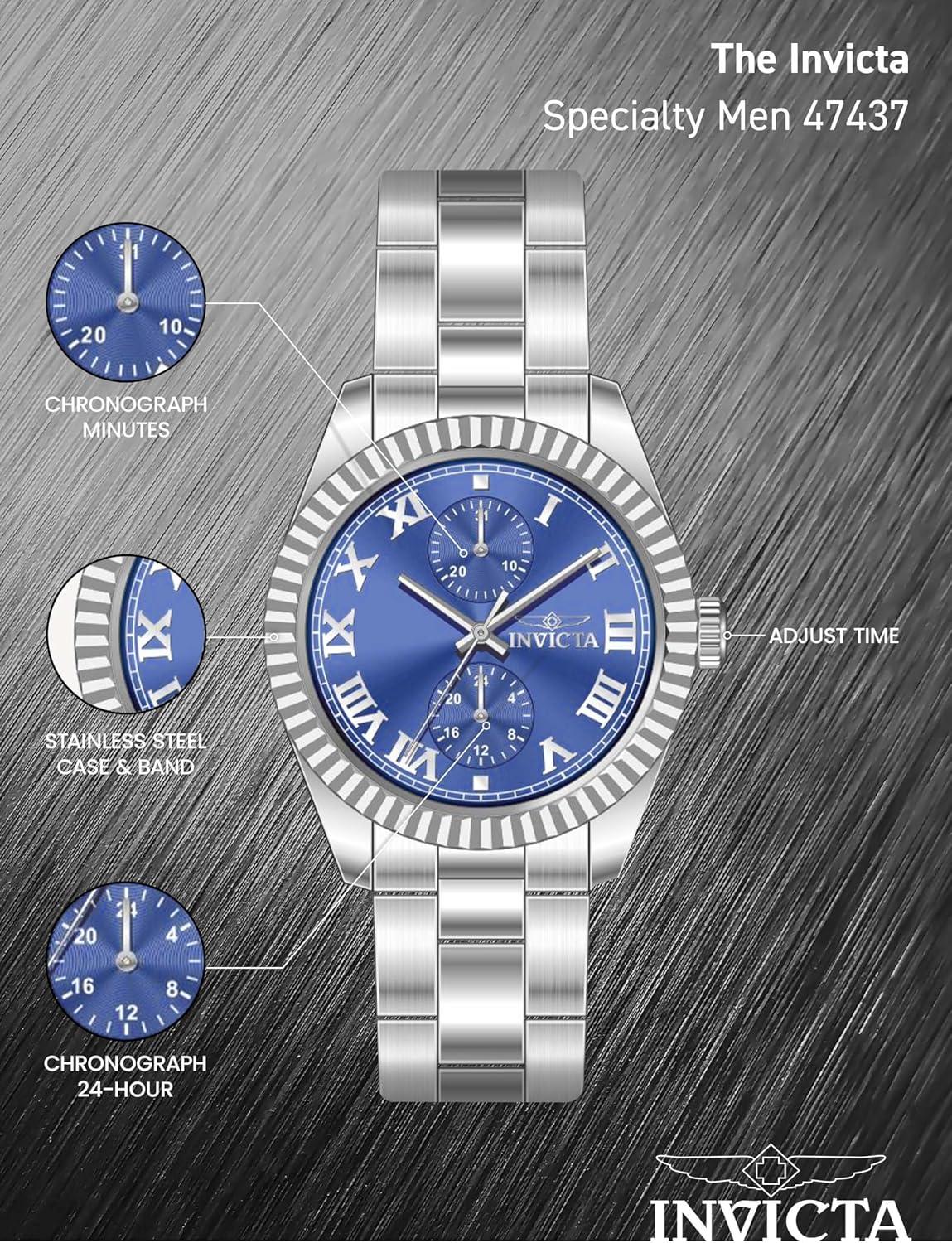 image:imageInvicta Specialty 47437 Womens Watch Waterproof Analogue Quartz Movement Stainless Steel with Blue dial 36mm