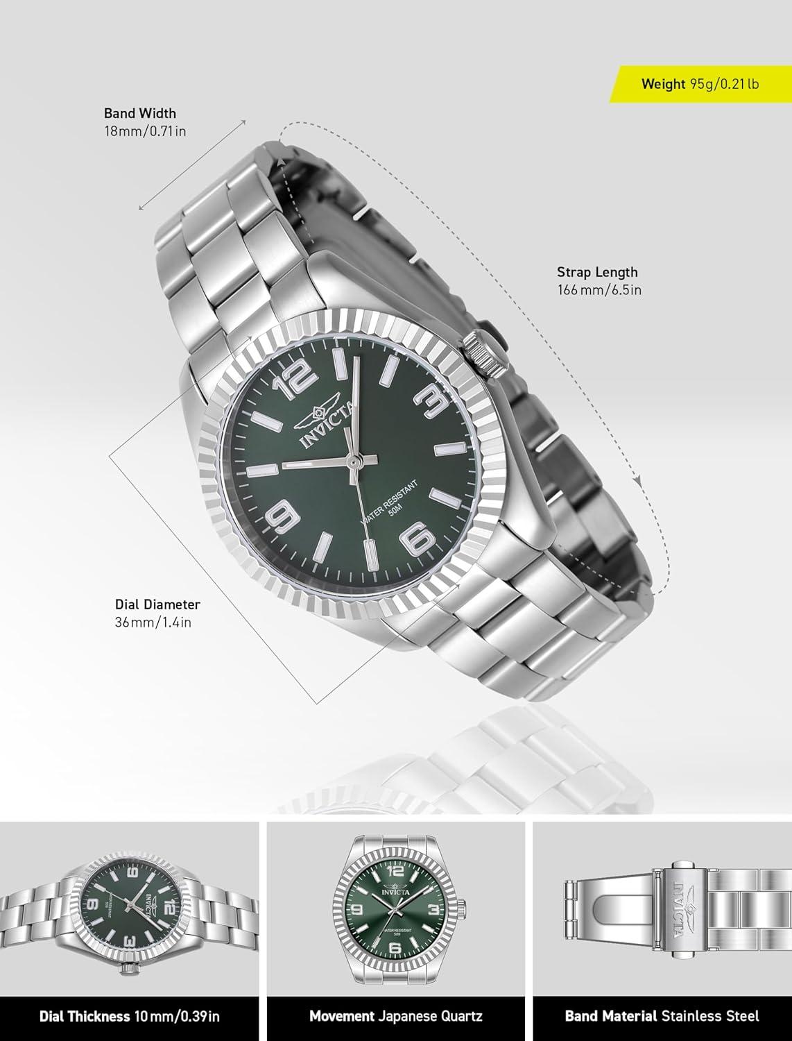 image:imageInvicta Specialty Lady 36mm Stainless Steel Steel Green dial PC21 Quartz