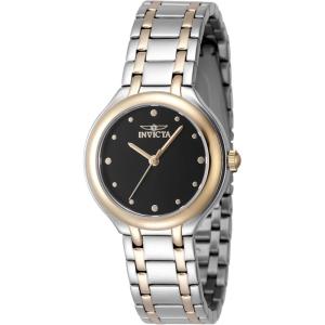 Invicta Wildflower Lady 32mm Stainless Steel Gold + Steel Black dial PC21J Quartz