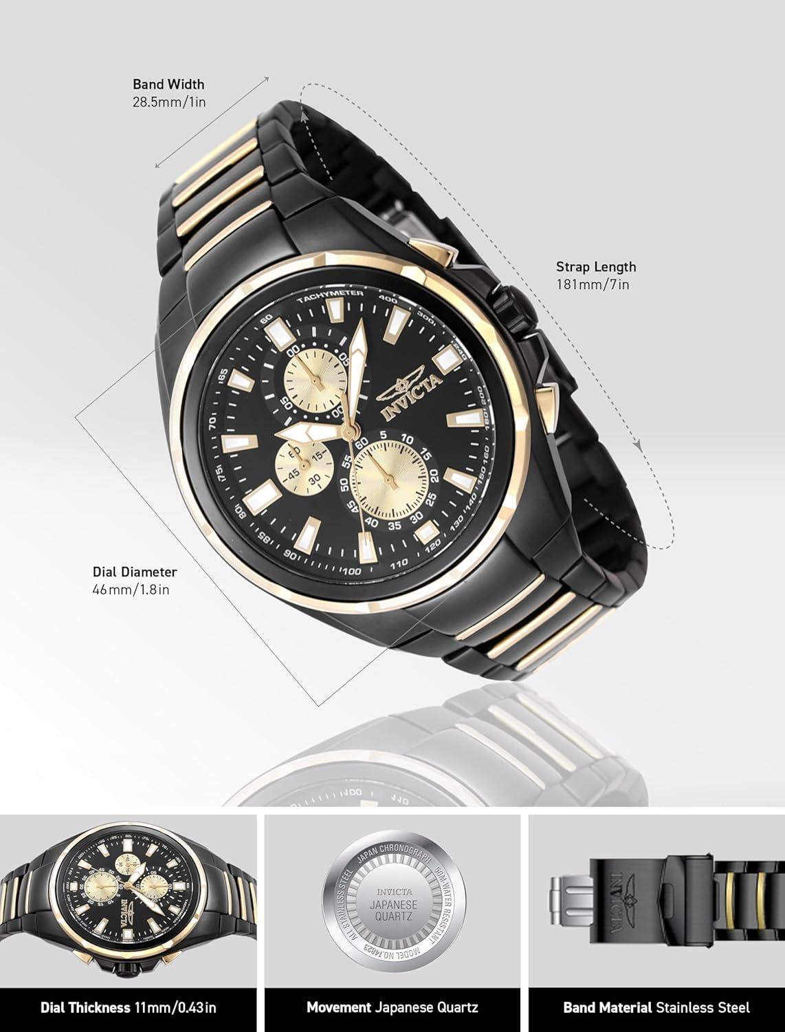 image:imageInvicta Mens Analog Quartz Watch with Stainless Steel Strap 47823 Black Modern