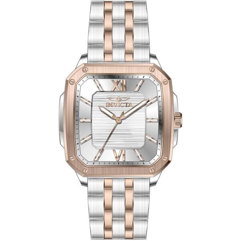 image:imageInvicta Cuadro Men 39mm Stainless Steel Rose Gold Steel Silver dial PC21 Quartz