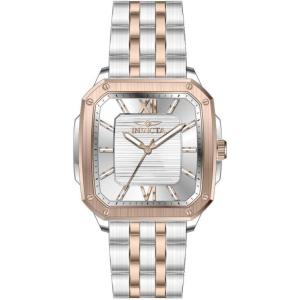 Invicta Cuadro Men 39mm Stainless Steel Rose Gold + Steel Silver dial PC21 Quartz