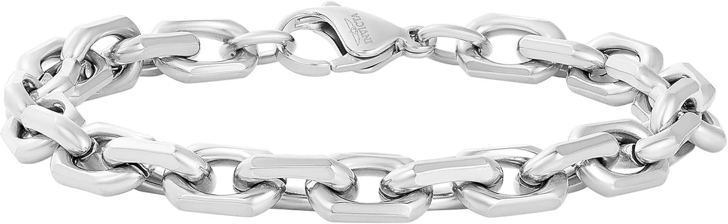 image:imageInvicta Bracelet for Men Stainless Steel Chain Jewelry Beveled Edge Rectangular 85mm 875Silver