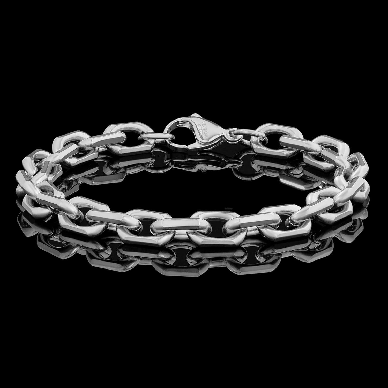 image:imageInvicta Bracelet for Men Stainless Steel Chain Jewelry Beveled Edge Rectangular 85mm 875Silver
