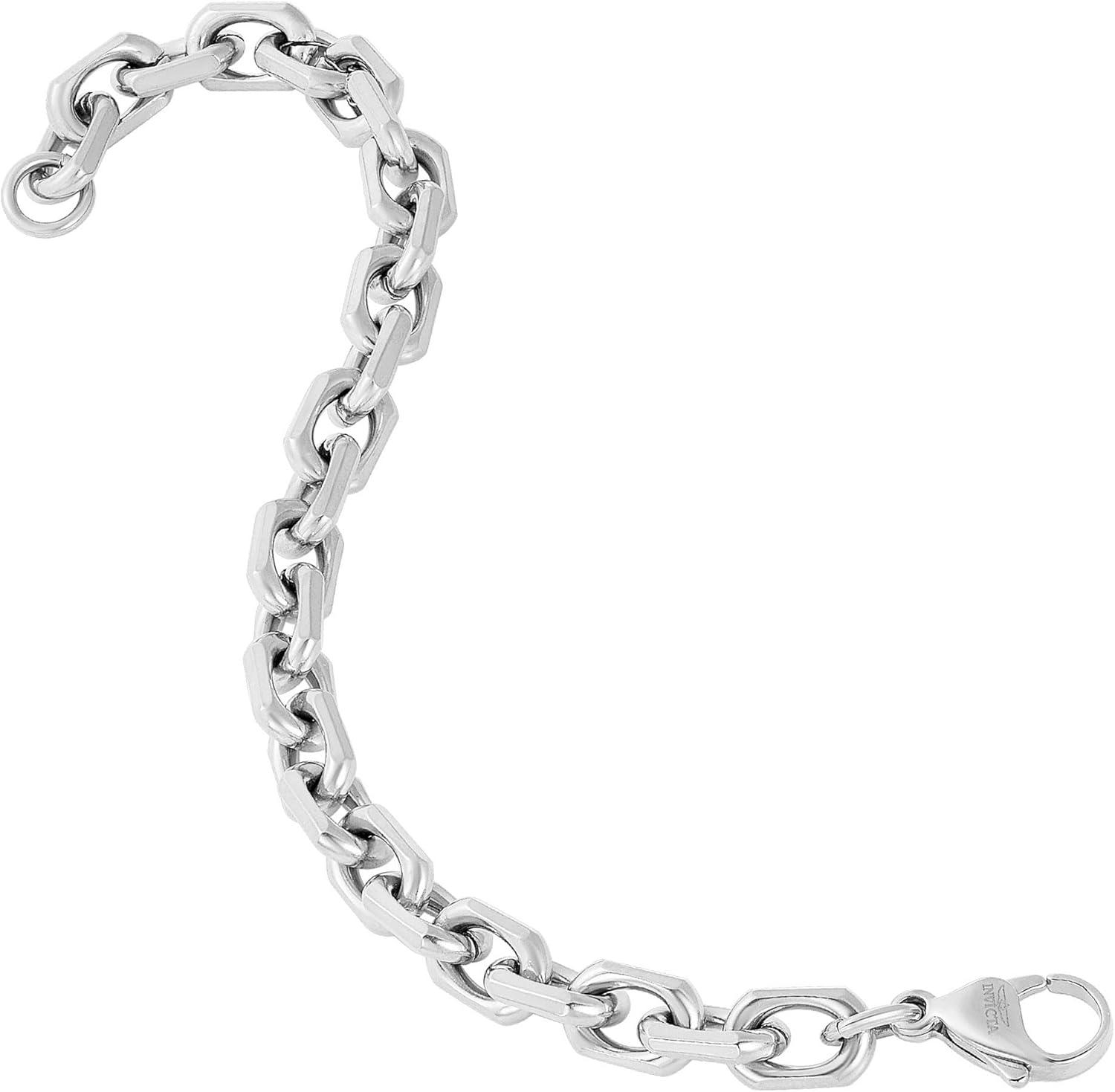 image:imageInvicta Bracelet for Men Stainless Steel Chain Jewelry Beveled Edge Rectangular 85mm 875Silver