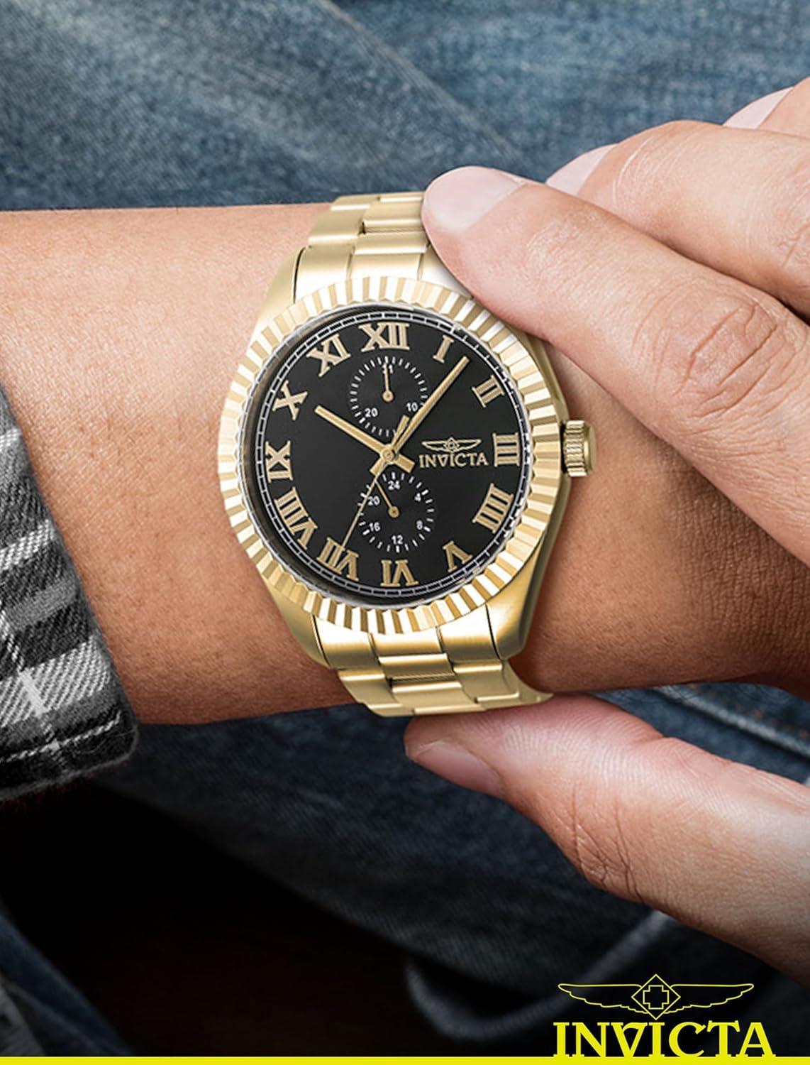image:imageInvicta Specialty Men 43mm Stainless Steel Gold Black dial VH61 Quartz