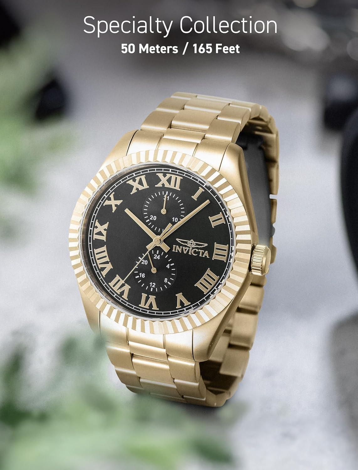 image:imageInvicta Specialty Men 43mm Stainless Steel Gold Black dial VH61 Quartz