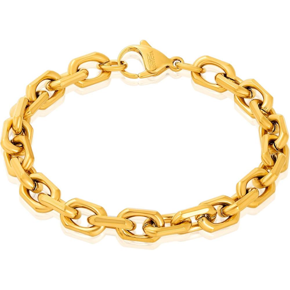image:imageInvicta Bracelet for Men Stainless Steel Chain Jewelry Beveled Edge Rectangular 85mm 875Gold