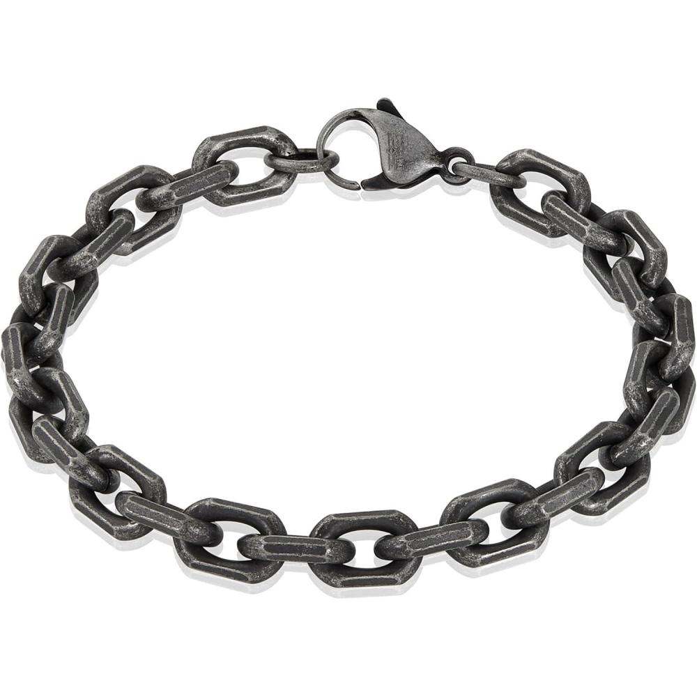 image:imageInvicta Bracelet for Men Stainless Steel Chain Jewelry Beveled Edge Rectangular 85mm 875Gunmetal
