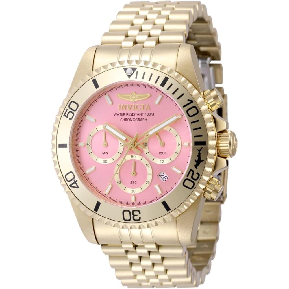 image:imageInvicta Pro Diver Men 43mm Stainless Steel Gold Pink dial VD53 Quartz