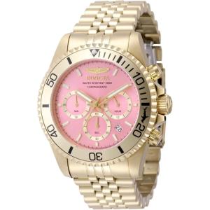 Invicta Pro Diver Men 43mm Stainless Steel Gold Pink dial VD53 Quartz