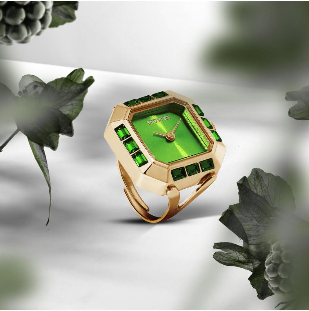 image:imageInvicta Mini Ring Watch Lady 215mm Stainless Steel Gold Green dial PC20S Quartz