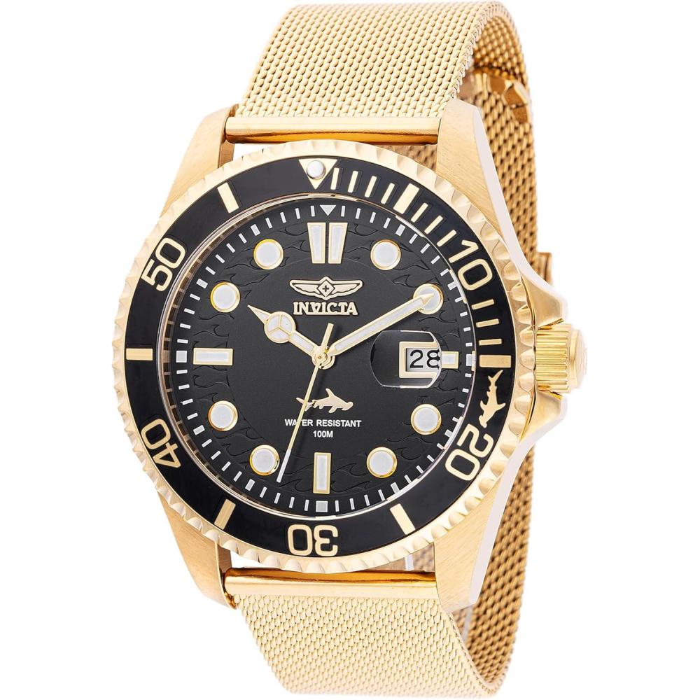 image:imageInvicta Pro Diver Men 43mm Stainless Steel Gold Black dial PC32 Quartz