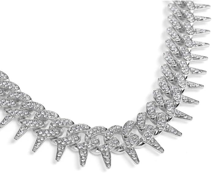 image:imageInvicta 80857 Element Silver Stainless Steel Iced Out Cuban Chain Mens Necklace