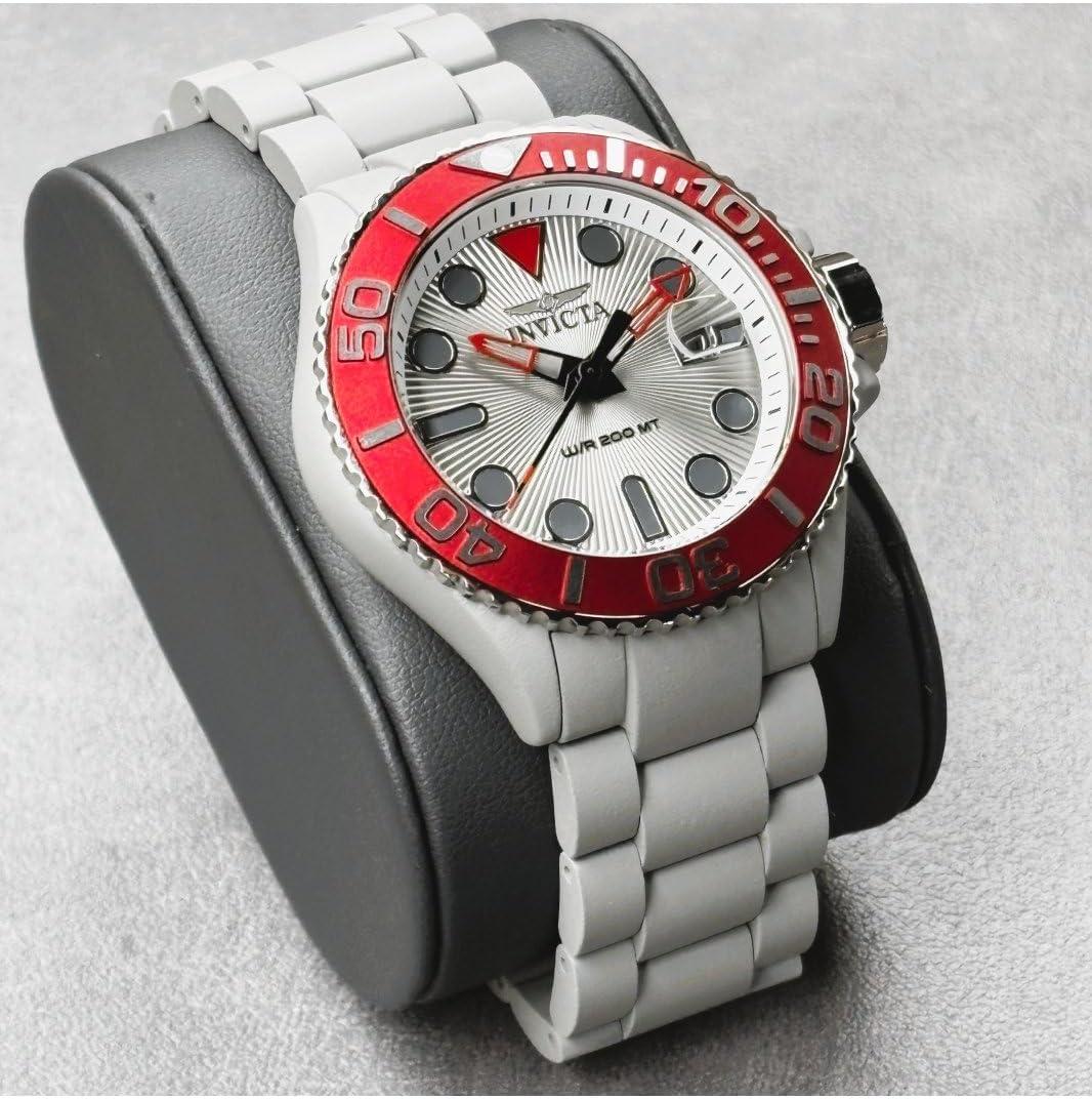 image:imageInvicta Grand Diver Men 4600mm Stainless Steel Aluminum Red Grey Silver AquaPlating Steel WhiteSilver dial PC32 Quartz