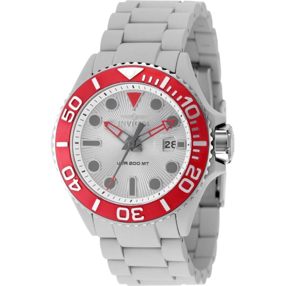 image:imageInvicta Grand Diver Men 4600mm Stainless Steel Aluminum Red Grey Silver AquaPlating Steel WhiteSilver dial PC32 Quartz