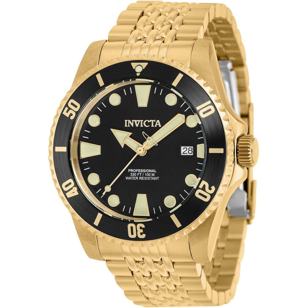 image:imageInvicta Pro Diver Men 44mm Stainless Steel Gold Black dial NH35A Automatic