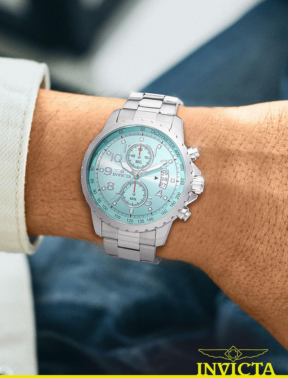 image:imageInvicta Specialty Men 45mm Stainless Steel Steel Aqua Blue dial VD51 Quartz