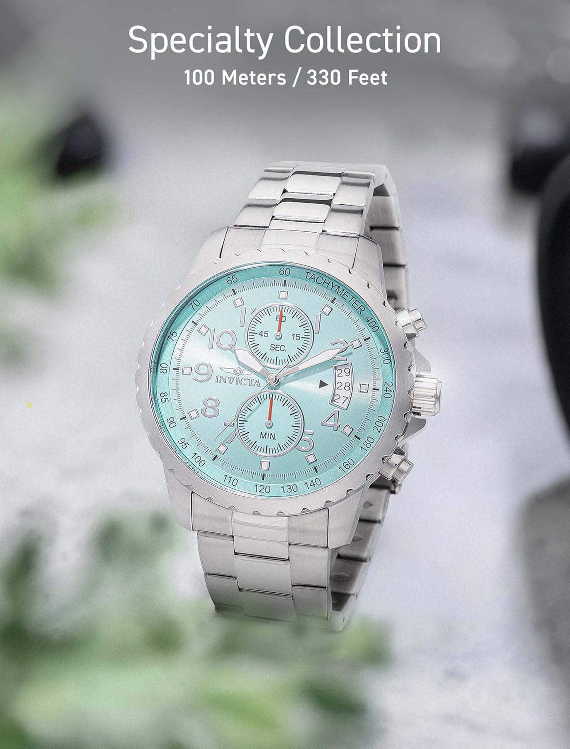 image:imageInvicta Specialty Men 45mm Stainless Steel Steel Aqua Blue dial VD51 Quartz